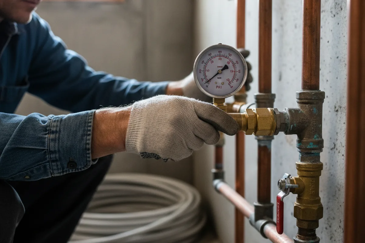 Pressure testing a repaired line during Water Line Repair in Palmerton